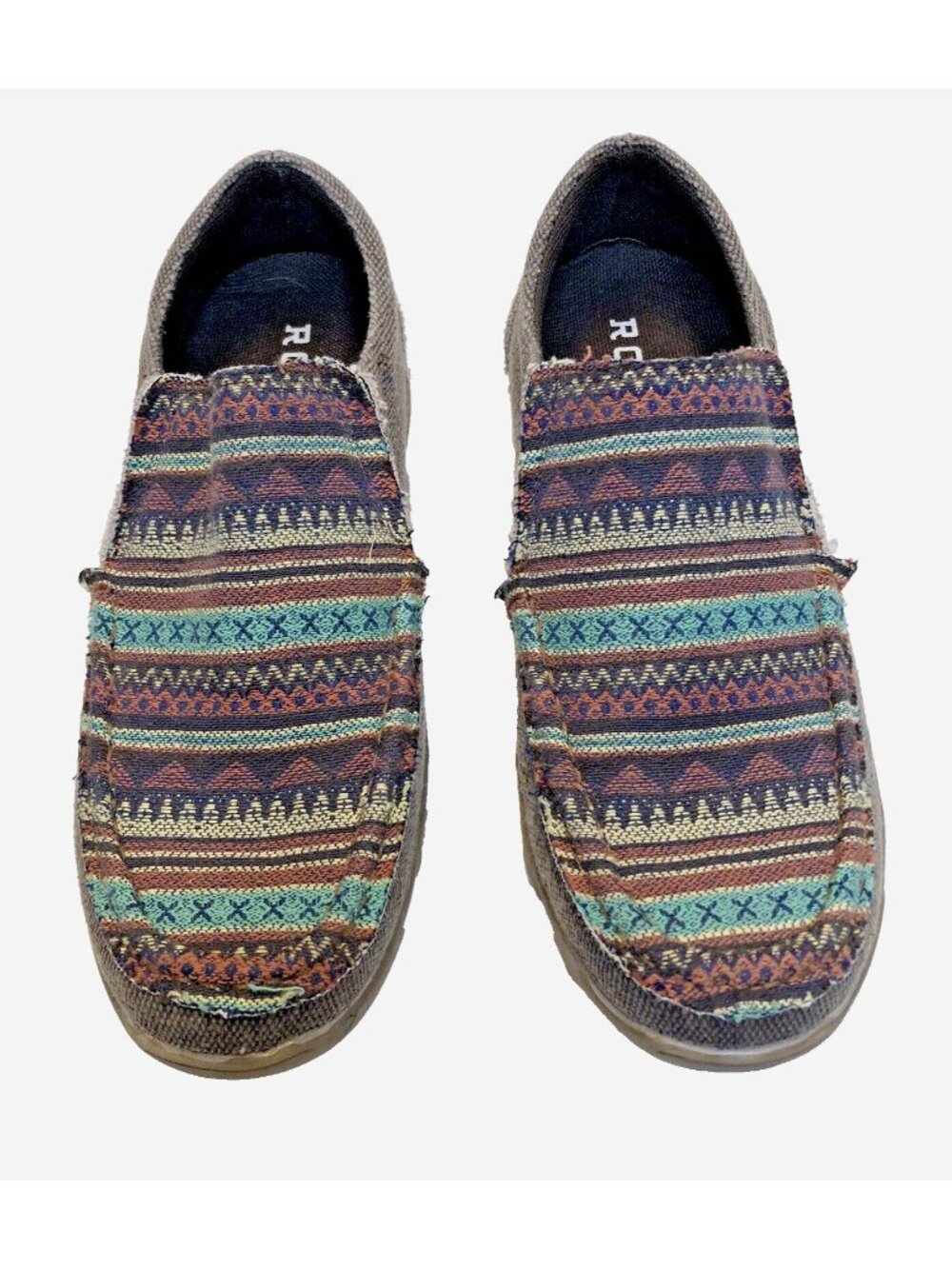 Roper Johnnie Driving Mocs Women's 7.5 Canvas Shoes Western Cowgirl Rodeo